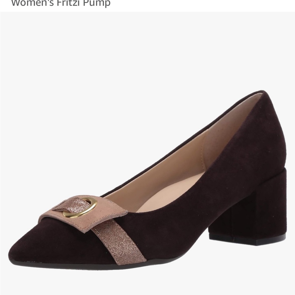 Bettye Muller Concept Fritzi Suede Block Heel Pumps Brown Size 6 1/2